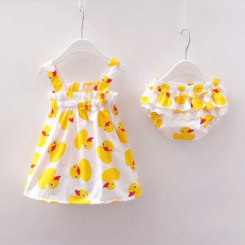Newborn Baby Girls Clothes Sleeveless Duck Dress